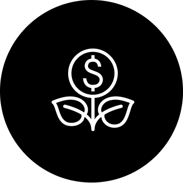 Icon with flower and coin with dollar sign