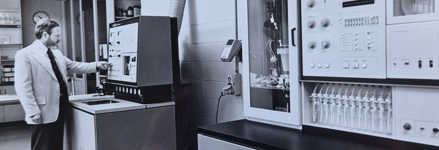 Man stands in research laboratory