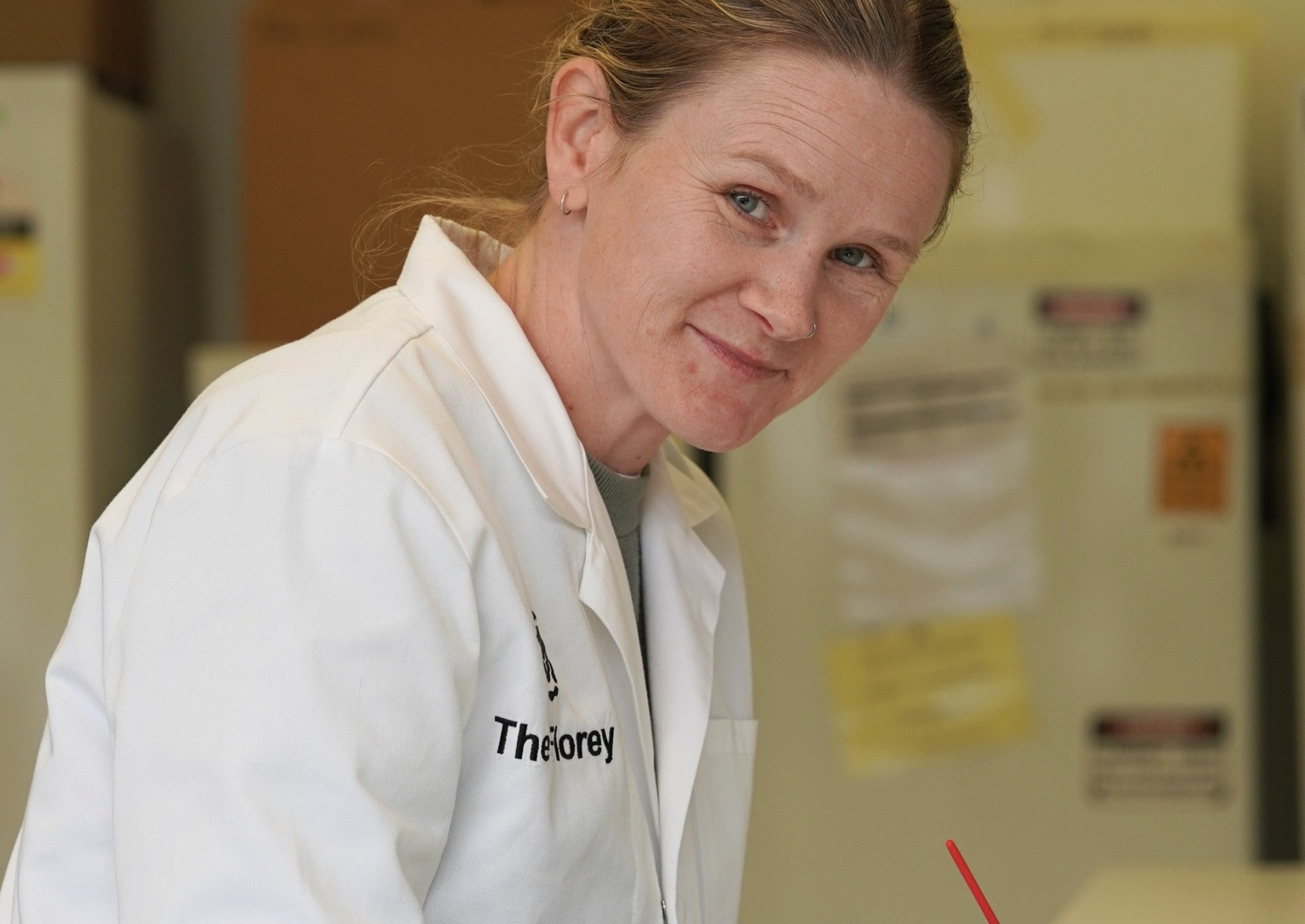 Scientist works at lab bench