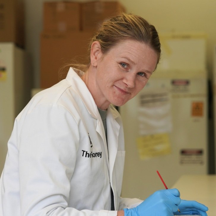 Scientist works at lab bench