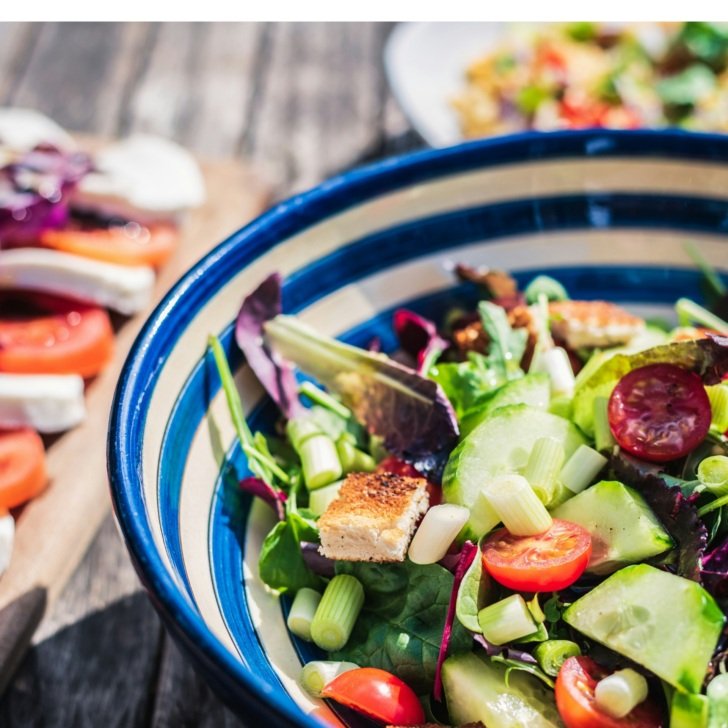 Bowl of leafy green salad